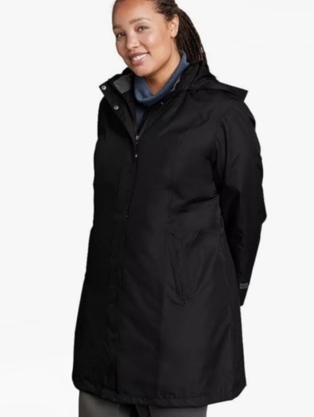 Eddie Bauer Women’s Girl On The Go Black Rain Jacket Trench Coat